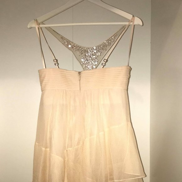 BCBG PINK CHIFFON BEADED NECKLINE DRESS - SIZE 02 - Picture 6 of 7